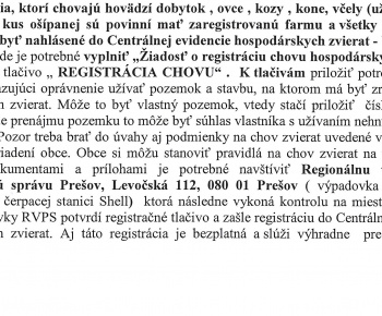 Aktuality / Povinnosť registrovať hospodárske zvieratá - foto
